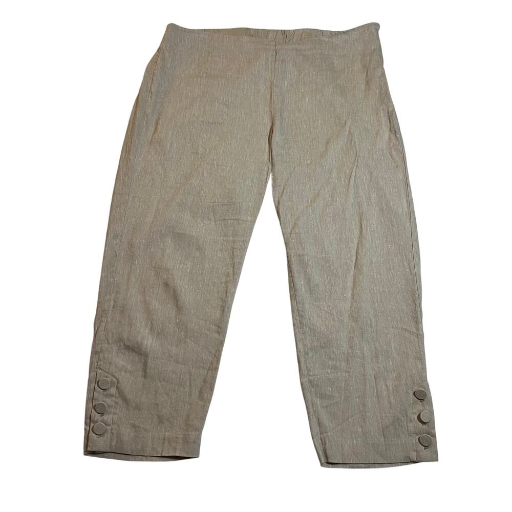 J. Jill High Rise Linen Blend Crop Pants Size L Petite Coastal Minimalist Casual